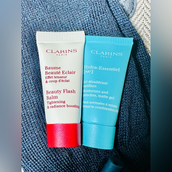 CLARINS Air France inflight blue & grey fabric zip amenity kit - Picture 7 of 12